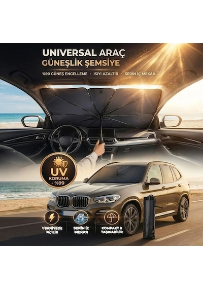 Buffer Premium Katlanabilir Araç Ön Cam Güneşliği Şemsiye Tipi Oto Güneşlik, Uv Korumalı Isı Yalıtıml 1