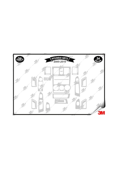 Hyundai Getz 2005-2010 Torpido Konsol Trim Göğüs Maun Kaplama Set 24 Parça Gümüş