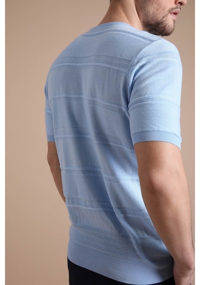 Ferraro Mavi Bisiklet Yaka Erkek Pamuk Triko T-Shirt-Mavi (417934688) Mavi