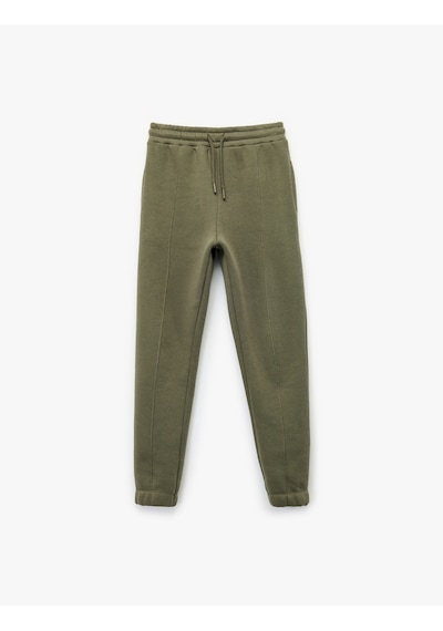 Koton Pamuklu Beli Lastikli Şardonlu Jogger Basic Eşofman Altı Haki 7wkb40023tk