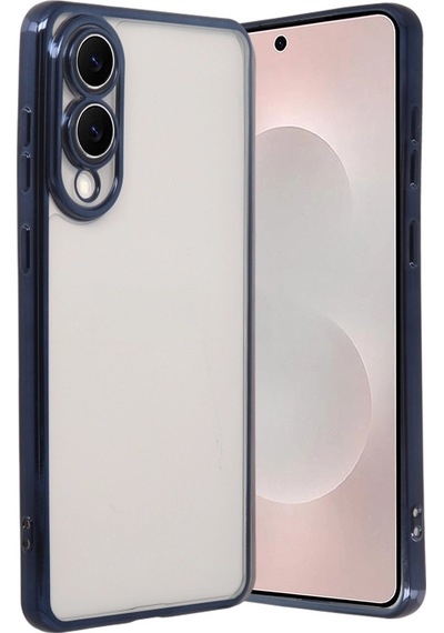 Samsung Uyumlu Galaxy S25 Edge Kamera Korumalı Lensli Silikon Lacivert,