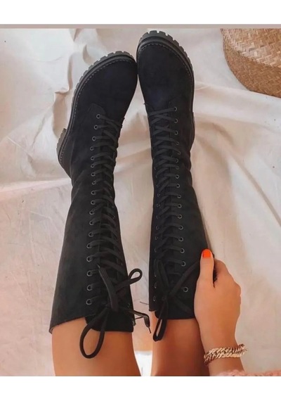 Miss Zülüf Uzun Bot Siyah Suet Çizme Postal Kaymaz Taban Kışın Sıcak Tutan İç Astarı Siyah Suet