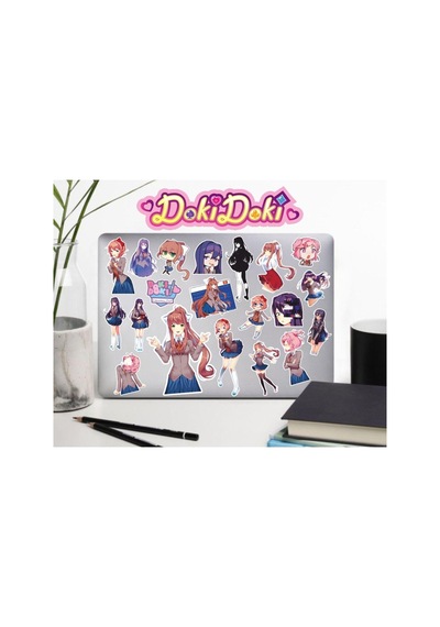 Lexroo Doki Doki Literature Club Defter Suluk Laptop Notebook Tablet Telefon Kılıf Sticker Seti Çok Renkli