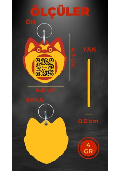 Petjoo 19.Hachiko Sarı-Kırmızı Qr'lı Köpek Künyesi
