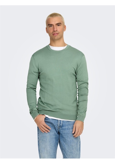 Only & Sons Onswyler Lıfe Reg 14 Ls Crew Knıt Noos Erkek Yeşil Kazak - 22020088