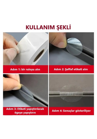 Işaretleme Nokta Etiketi 25mm 1000 Adet Şeffaf /transparent Nokta Etiket