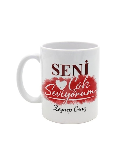 Sevgililere Özel Tasarım Kupa & Özel Tasarım Mum & Bahar Coşkusu Çiçek Demeti Hediye Seti