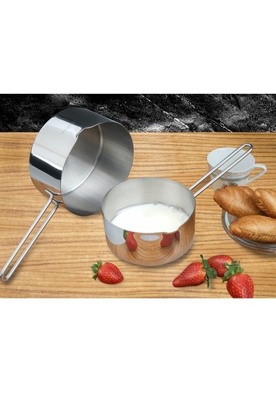 2 Li Set Paslanmaz Çelik Kaçerola Sütlük ve Sosluk 12-14 CM