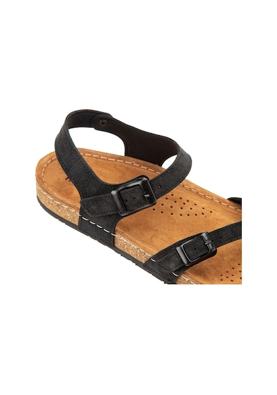 Muya Hush Puppies Bebo Anatomik Taban Deri Kadın Sandalet Siyah