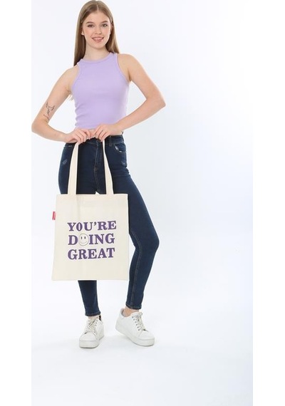Baghashtag You Are Doing Great Baskılı Bez Çanta Çok Renkli