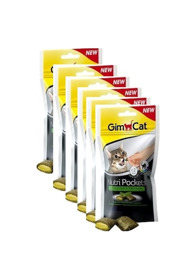 Gimcat Nutri Pockets Kedi Otlu ve Multivitaminli Kedi Ödül Maması 6 x 60 G