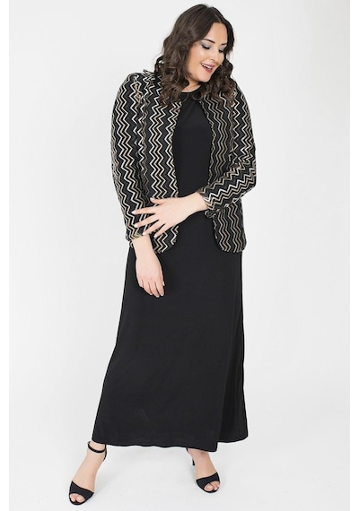 Ladies First Ladıes Fırst Büyük Beden 3153 Siyah Ceket+Elbise Ikili Takım