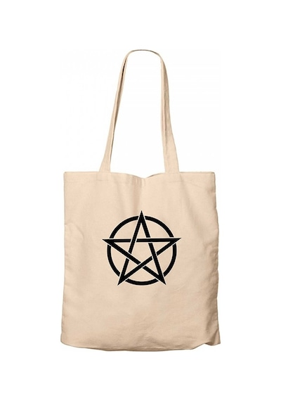 Pentagram Black Star Krem Kanvas Bez Çanta Krem