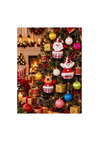 Yeni Yıla Özel 15 Parça Yılbaşı Ağacı Süs Seti 3'lü Noel Peluş Ve Yılbaşı Aksesuarları Süsleme Seti Diğer