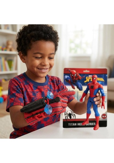 Örümcek Adam 17cm Işıklı Figürlü 2 Farklı Atış Yapabilen Ağ Fırlatıcısı Ve Eldivenli Oyuncak Seti Spider - Man