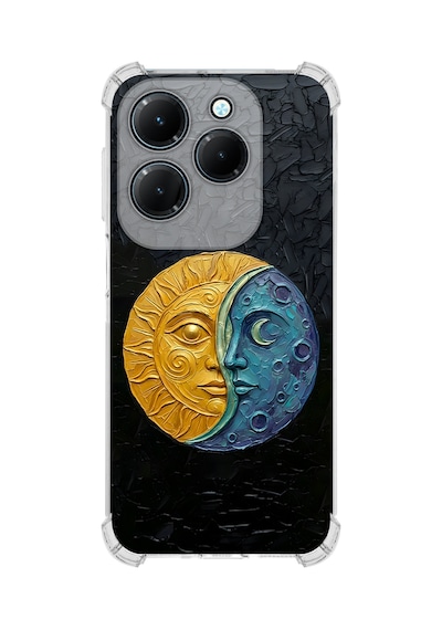 Printify Infinix Hot 40 İle Uyumlu Şeffaf Silikon Kılıf Uv Baskılı Esnek Tpu Kapak Güneş Ve Ay No3