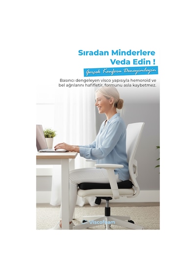 Viscofoam Kare Visco Ortopedik Oturma Minderi - Siyah