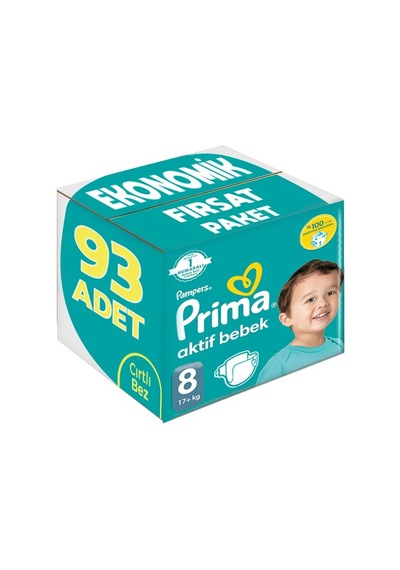 Prima Bebek Bezi Beden:8 17+kg Xxx Large 93 Adet 8 Numara