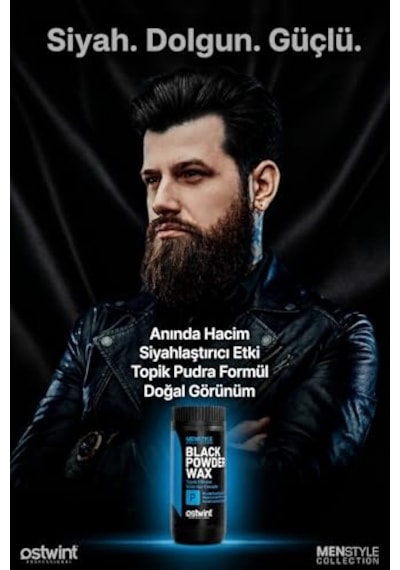 Ostwint Professional Siyahlaştırıcı Şekil Verici Topik Etkili Pudra Black Powder Wax 20 Gr Dolgun Görünüm, G