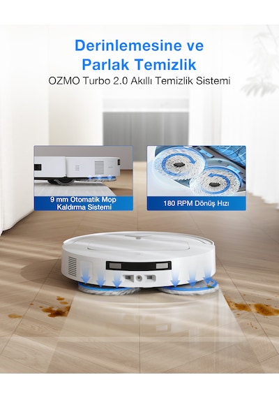 Ecovacs Deebot T50S Omni Robot Süpürge 25000 Pa Emiş Gücü Beyaz