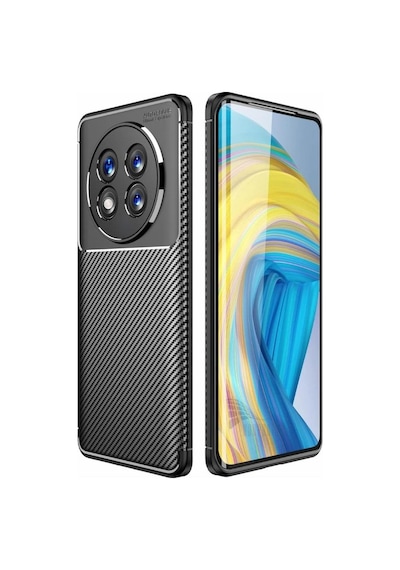 Honor Magic 7 Lite Uyumlu Silikon Kılıf Karbon Desenli Kamera Korumalı Autofocus Kapak Siyah Siyah