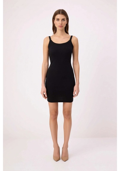Benerly Kadın Kolsuz Havuz Yaka Bodycon Mini Elbise Kalın Askılı Ribana E Siyah Benerly Kadın Kolsuz Havuz Yaka Bodycon Mini Elbise Kalın Askılı Ribana E Siyah
