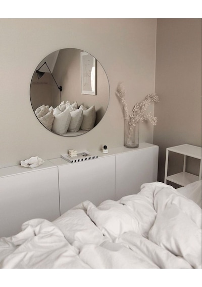 60 Cm Yuvarlak Ayna Rodaj Dekoratif Gerçek Ayna. 60 X 60 Krom