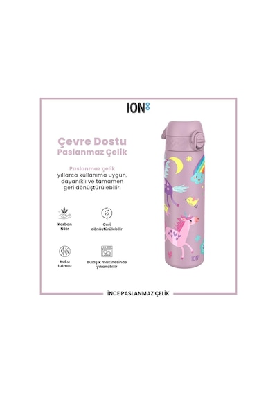 Ion8 - Paslanmaz Çelik İnce Suluk - Unicorn - 600 Ml - Sızdırmaz Çok Renkli