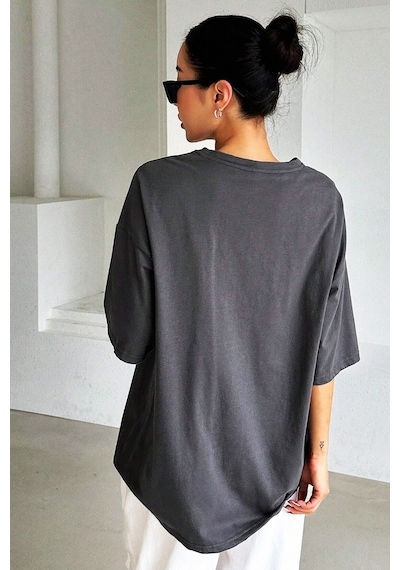 Unisex Keepgoing Baskılı Tasarım Tshirt Siyah