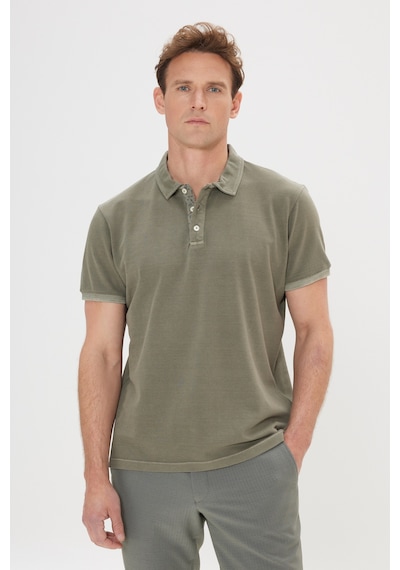 AC&Co / Altınyıldız Classics Erkek Hakı Slim Fit Dar Kesim %100 Pamuk Polo Yaka Tişört Haki