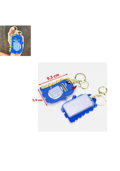 Mini 8 Haneli Hesap Makineli Labirent Oyunlu Dinazor Anahtarlık 1 Adet Ebat: 9,3 Cm X 5,9 Cm Lacivert