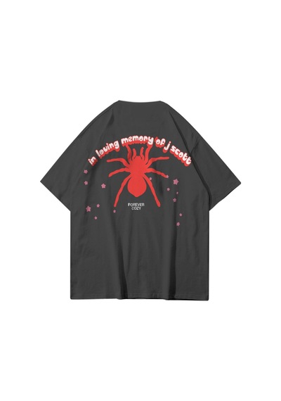 Flood Of Style Unisex Sp5der Antrasit Tshirt Gri