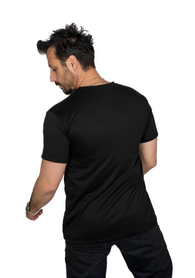 Maxi-dry Aşırı Terleme Önleyici Bisiklet Yaka Erkek Tişört, Çift Katmanlı, Islaklık Sızdırmaz, Nefes Alabilen Kumaş Siyah