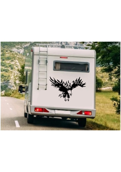 Sticker Dizayn Kartal Sticker - Eagle Beşiktaş Kanatlı Uçan Kartal Sticker - Araba Oto Motosiklet Karavan Cam Sticker - 00321 50X34 Cm
