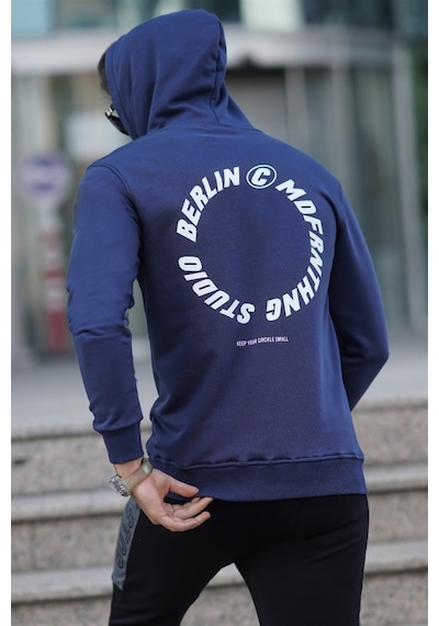 Madmext Lacivert Baskılı Sweatshirt 5306 Lacivert