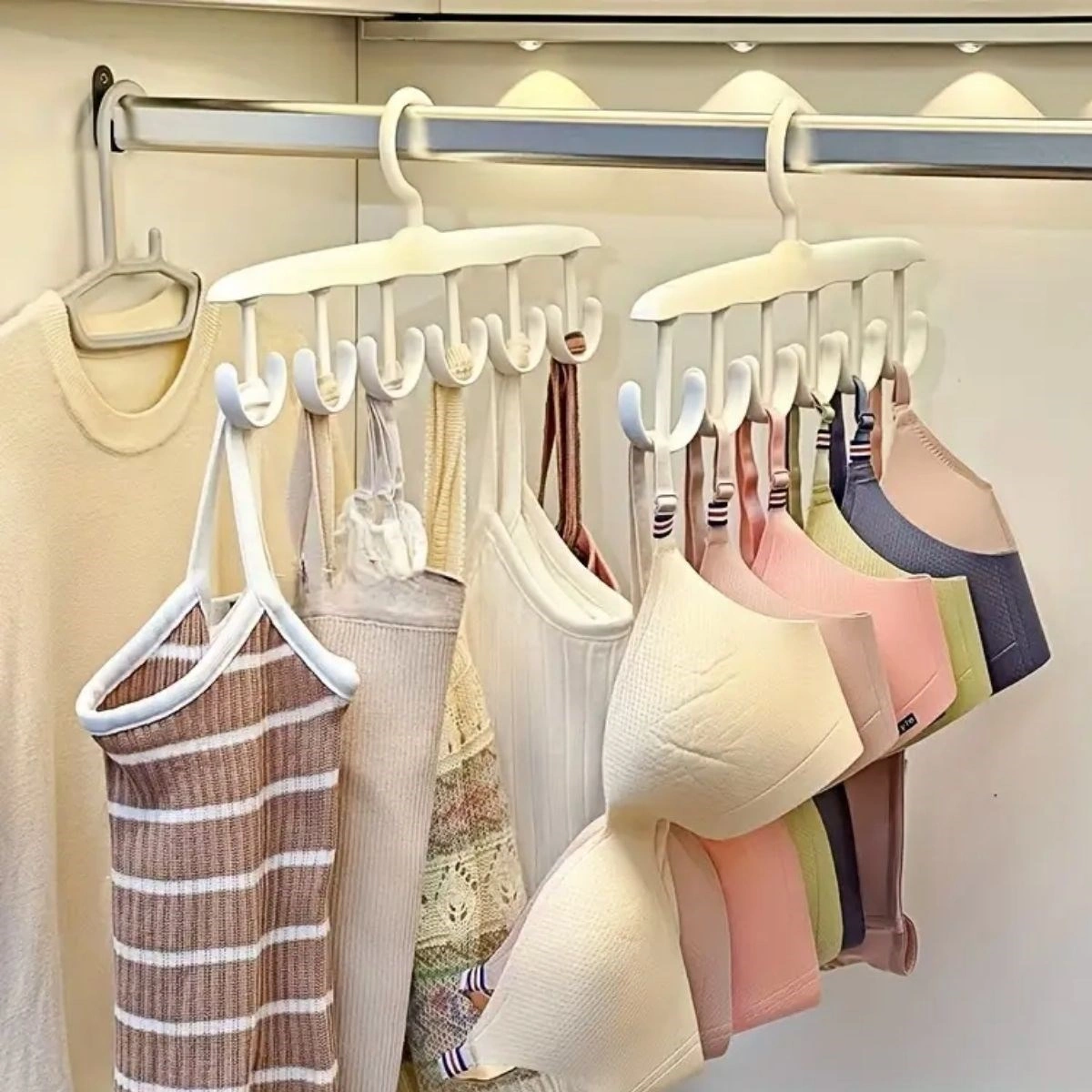 Mcg 1 Adet Yer Tasarruflu 6 Kancalı Plastik Dolap İçi Düzenleyici Pratik Askı Renkli