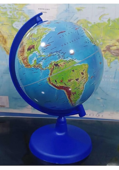 Lrs Store Dünya Küresi Fiziki Hayvanlı Işıksız 20 Cm Çap -30 Cm Yükseklik- Eğitci Yer Küre, Mavi Diğer