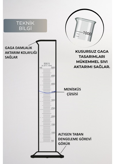 Mezür Kısa Form 500 Ml Hexagonal Cam Taban