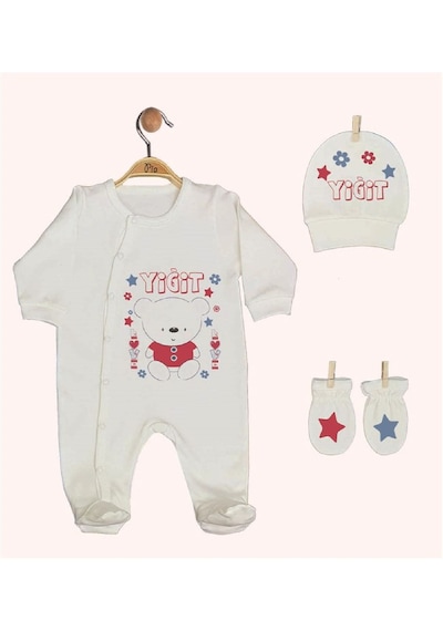 Pia Baby Gl 1945-02 İsme Özel Beşli Tulum Set Krem