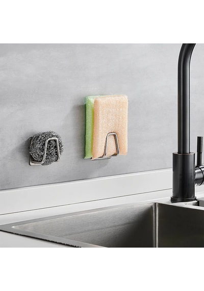 Yapışkanlı Metal Banyo Mutfak Eşya Askılığı Al4467 2 Adet Gümüş