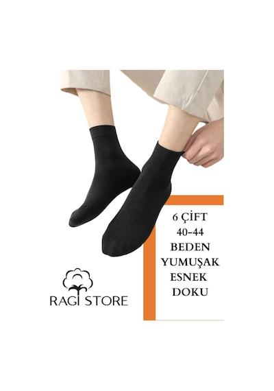 Ragi Store 6'lı Siyah Ve Beyaz Erkek Yarım Bilek Çorap Çok Renkli
