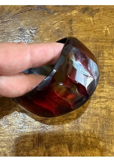 Hırmızı Yılan Desenli Kemik Kadın Hint Bileziği Çap 7 Cm Çok Renkli
