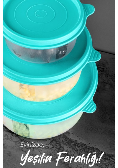 Meleni Home Organizer Düzenleyici Erzak Kabı Yuvarlak Gıda Saklama Kabı Seti Çok Renkli 6 x 1200 ML Çok Renkli