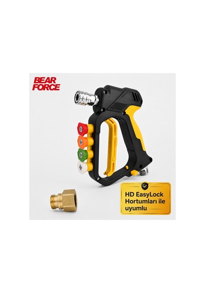 Robeve Bear Force Yüksek Basınçlı Yıkama Tabancası 345 Bar 5000 Psı 5 Li Nozul Seti 1/4 Quick Connect Kısa Yıkama Tabancası Oto Yıkama Tabancası