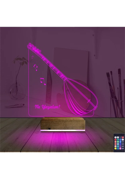 Luvivia Saz Müzik Nota Kişiye Özel 3d Lamba - Masa Gece Lambası Şeffaf