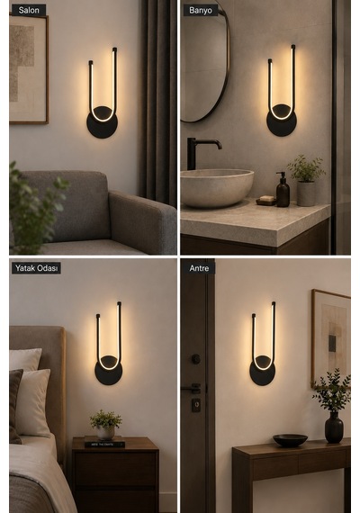 Liva Modern Led Duvar Apliği Günışığı Siyah