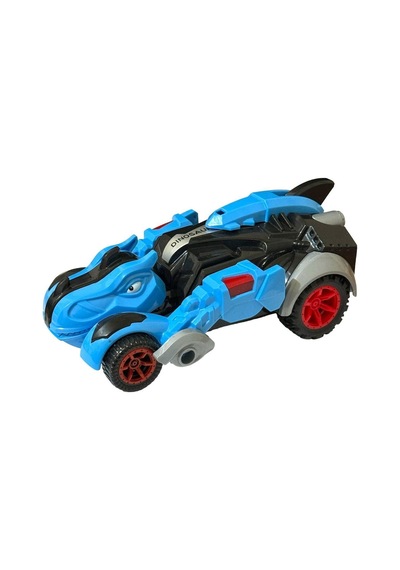 Trex Dinazor Figür Araba Sürtmeli Teker Transformers Robot Dinozor 15cm Mavi Renkli