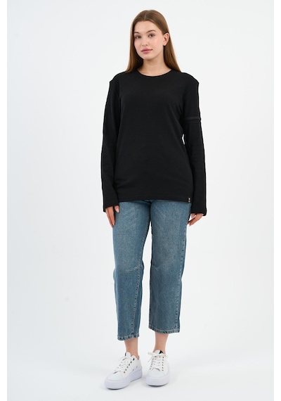 Alexander Gardi Kol Detaylı Bisiklet Yaka Basic Sweatshirt Wk25425 Siyah