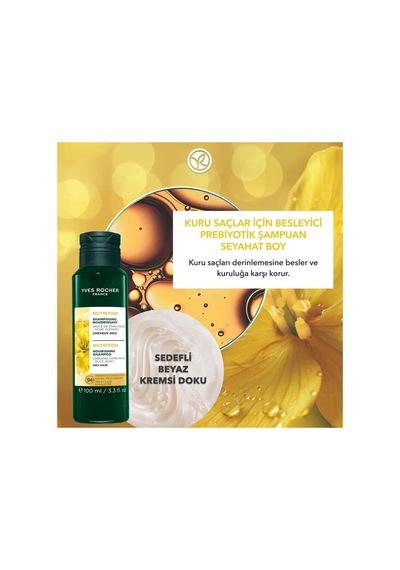 Yves Rocher Besleyici Prebiyotik Seyahat Boy Şampuan - Kuru Saçlar / Nutrition - Tuzsuz, Sls,sles İçermez , Vegan 100 Ml