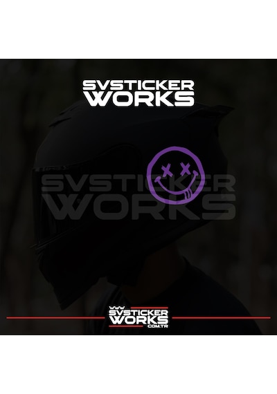 Smile Yazılı Kask Sticker Tüm Kasklar Uyumlu Tek Yön 1 Adet Mor